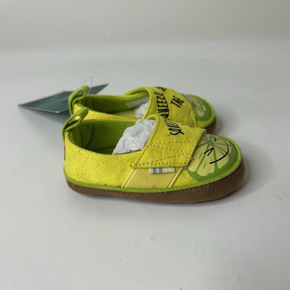 Toms Pinto Baby Crib Shoes Size 4 Lemon Lime Squeeze the Day